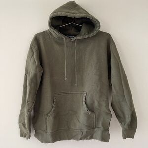 ORO Los Angeles Green Distressed Hooded Sweatshirt